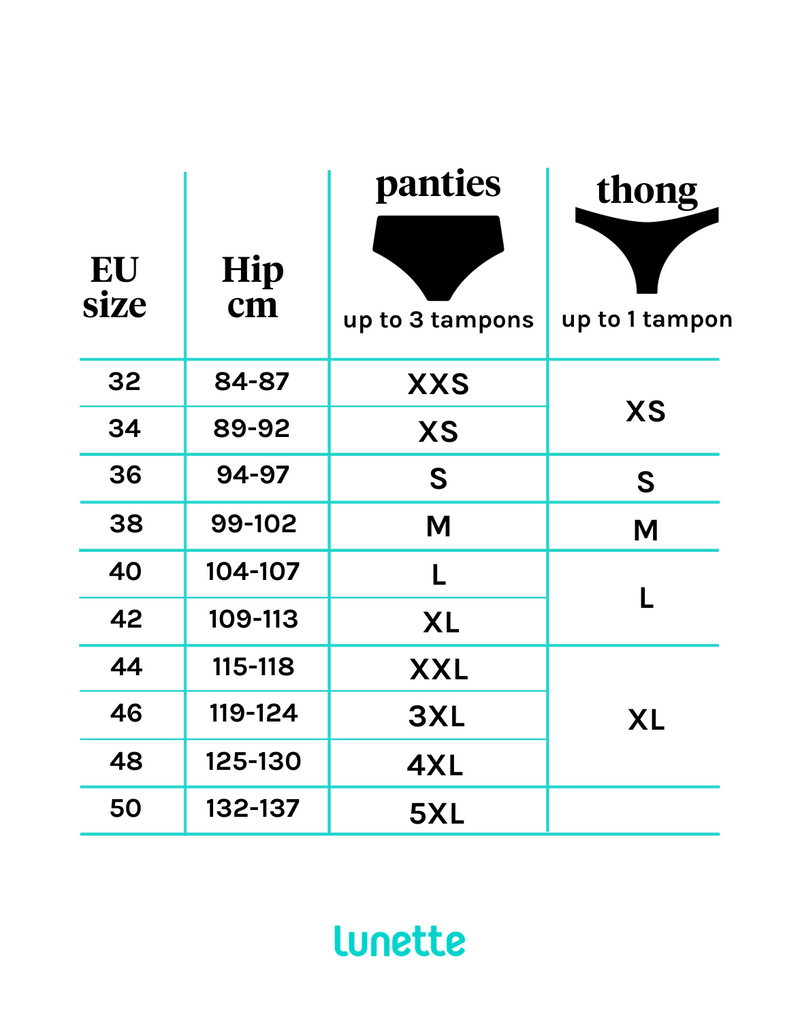 Size Chart Thong